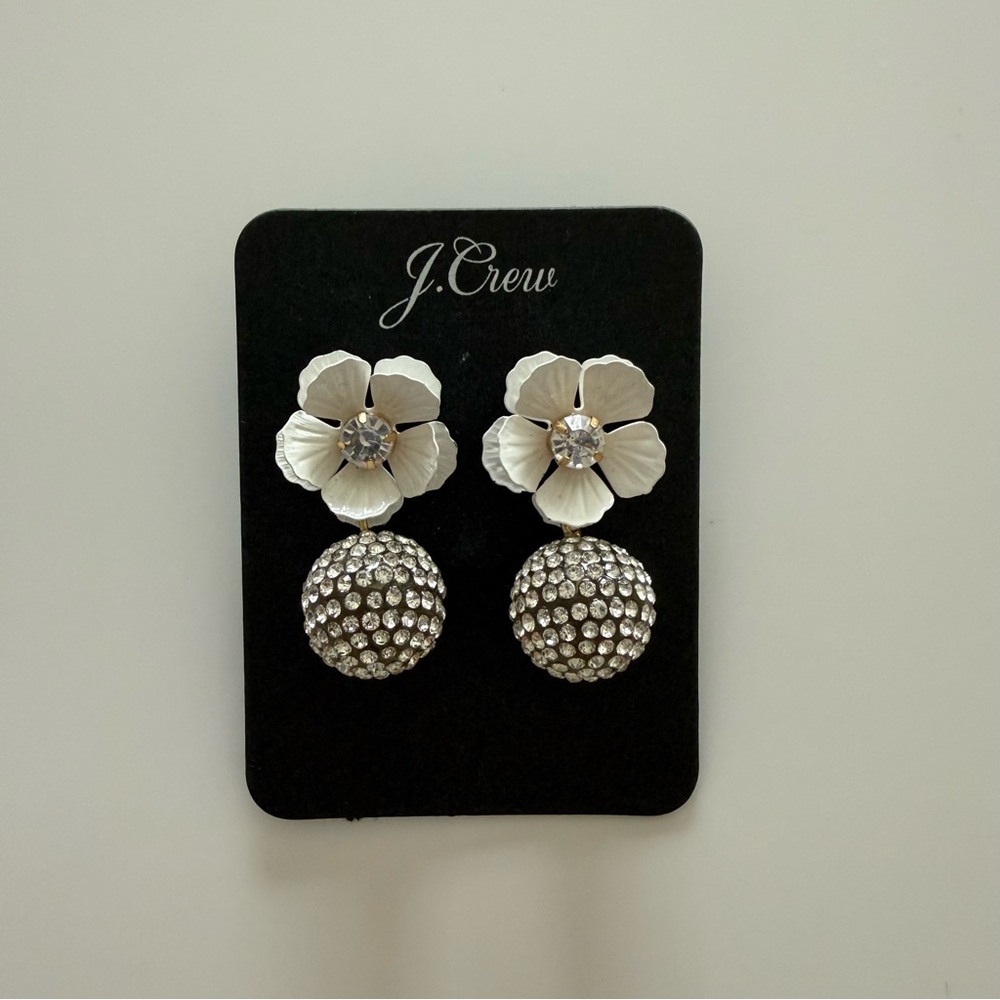 J. Crew White Tropical Pave’ Drop Earrings